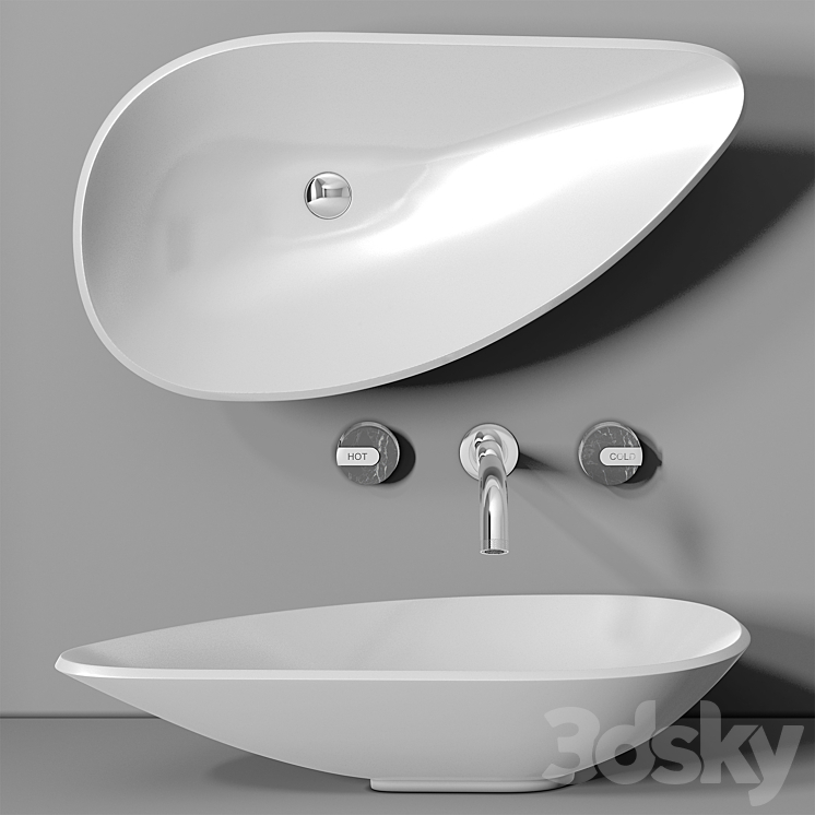 Planit Wing basin & Graff Mod plus faucet Wash basin 3D model