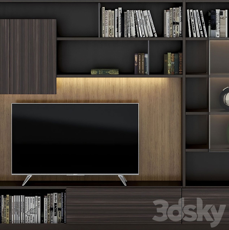 TV zone Molteni 505 wall system 3DS Max - thumbnail 2
