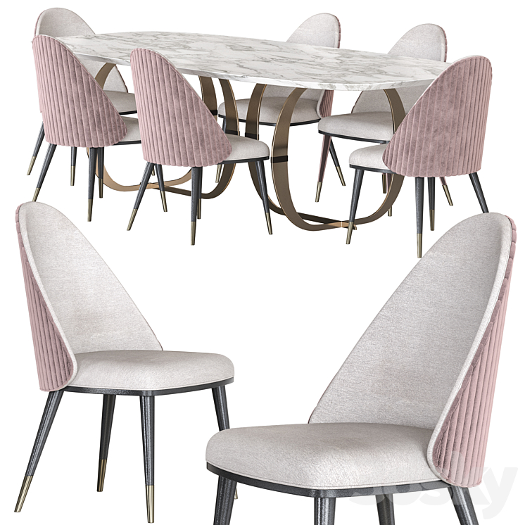 Capital Collection Convivio Table and Diva Chair Dining Set 3DS Max - thumbnail 1
