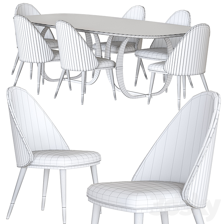 Capital Collection Convivio Table and Diva Chair Dining Set 3DS Max - thumbnail 2