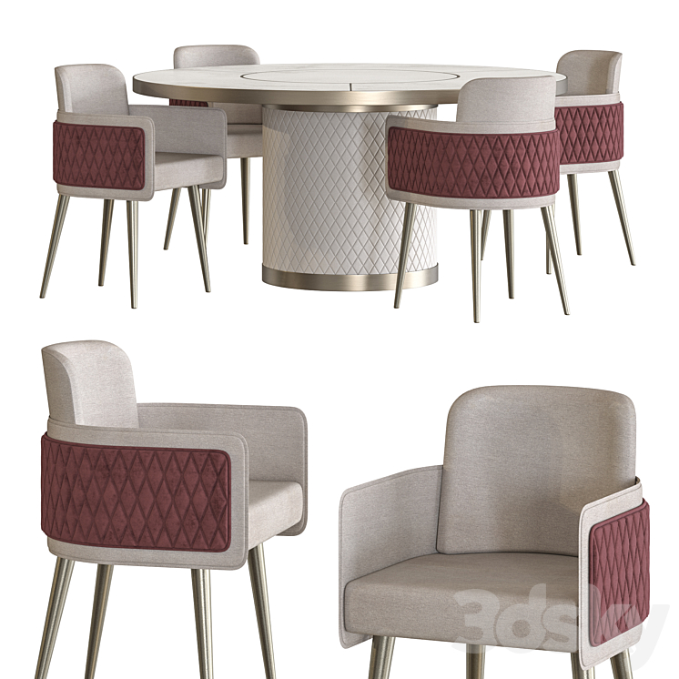 Amet Armchair and Signore Degli Anelli Steel Table by Reflex Dining Set 3DS Max - thumbnail 1