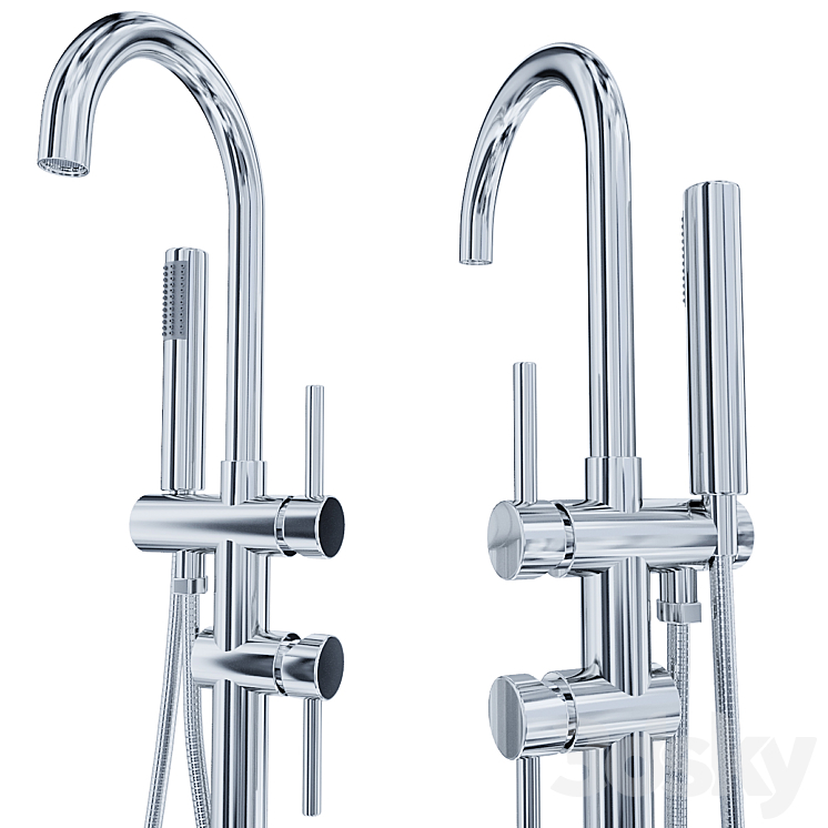 Timo Saona 2300Y-CR mixer floor-mounted for bath with shower 3D Model