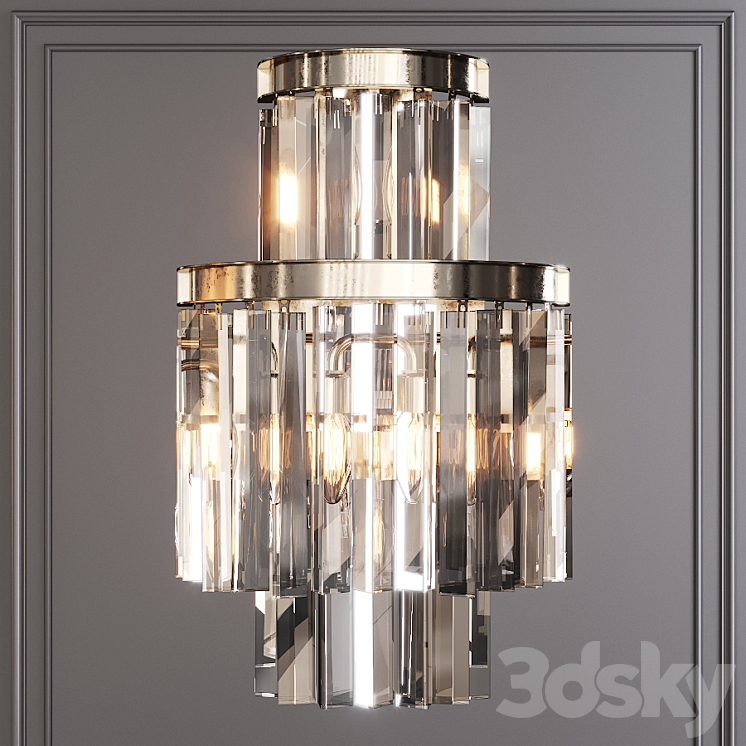 Restoration Hardware 1920S ODEON CLEAR GLASS FRINGE SCONCE 3-TIER Nickel 3DS Max - thumbnail 1