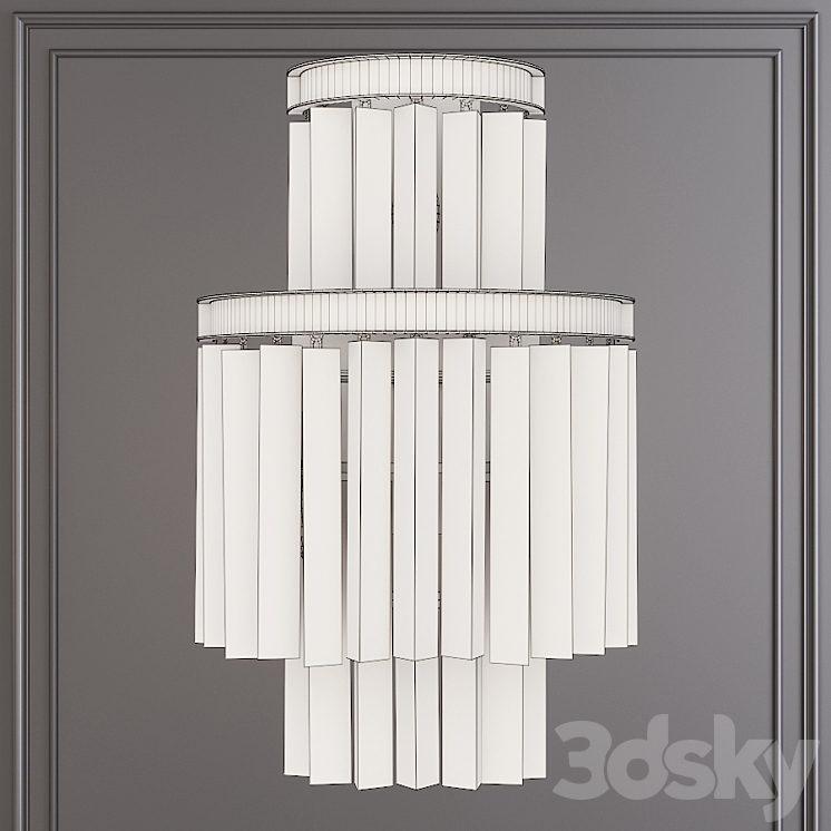 Restoration Hardware 1920S ODEON CLEAR GLASS FRINGE SCONCE 3-TIER Nickel 3DS Max - thumbnail 2