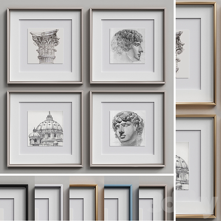 Nice Picture Frames Set 7 3D Model