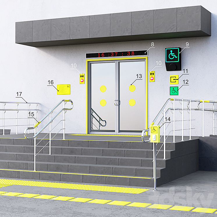 Adaptation of the entrance to the building for the disabled. Part 2 3DS Max - thumbnail 2