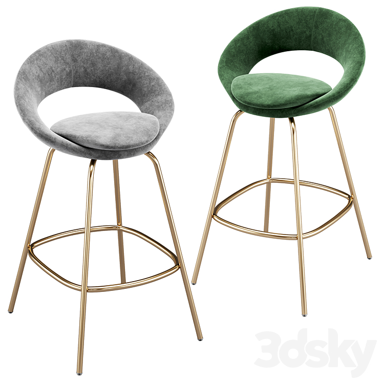 Stella velvet bar stool Chair 3D model