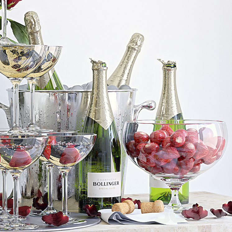Champagne decorative set 3D Model