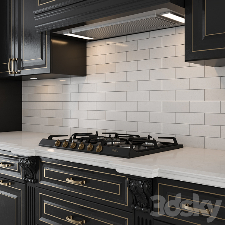 Black and Gold Lux Kitchen 3DS Max - thumbnail 2