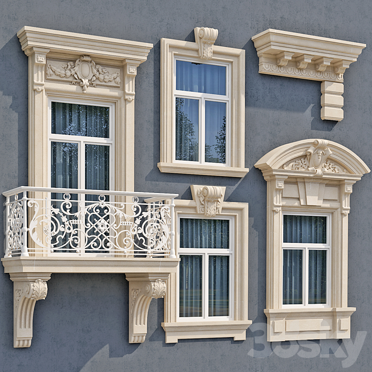 Windows in the style of modern classic 6 3D Model