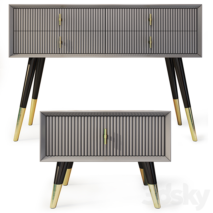 Chest of drawers TV cabinet and nightstand Classi. Nightstand tv stand by Yildiz Mobilya 3DS Max - thumbnail 2