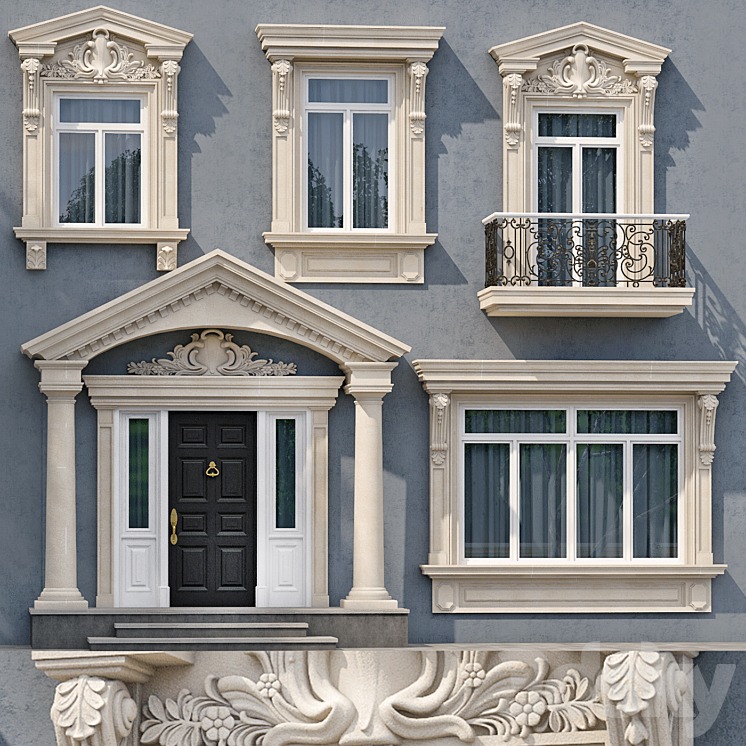 Windows and doors in the style of modern classics 5 3D Model