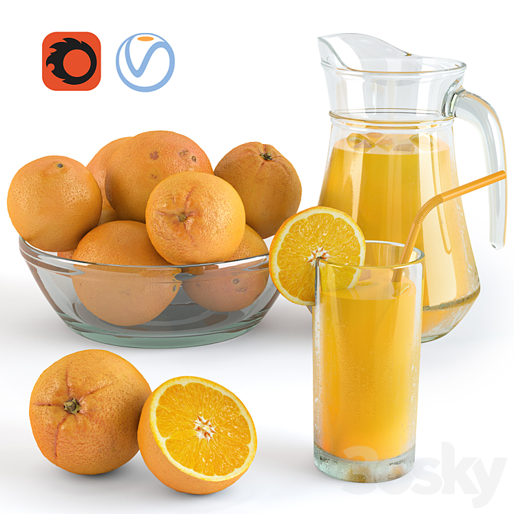Oranges and Orange Juice 3DS Max - thumbnail 1
