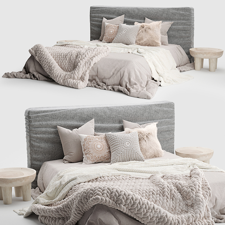 Zulu Upholstered Bed Charcoal
