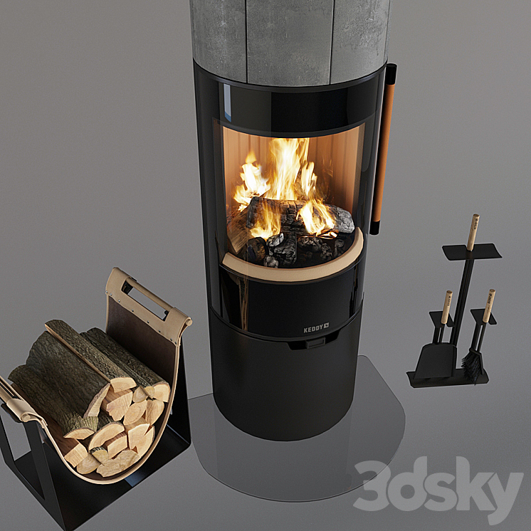 Fireplace Keddy K900T 3DS Max - thumbnail 2