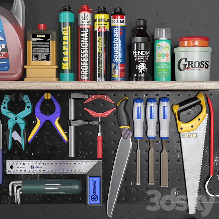 garage tools set 3 3D Model