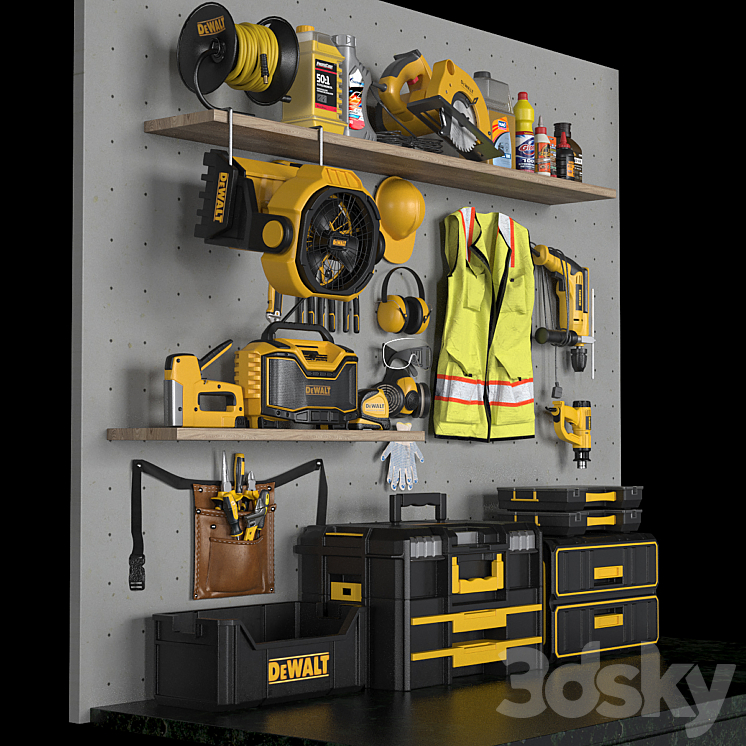 garage tools set 4 3D Model