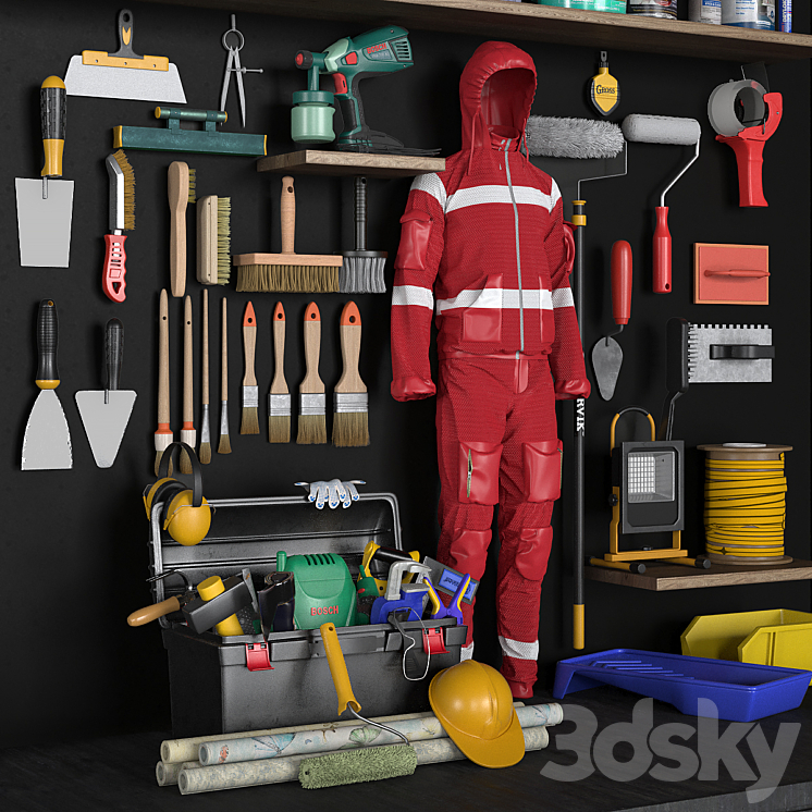 garage tools set 9 3D Model