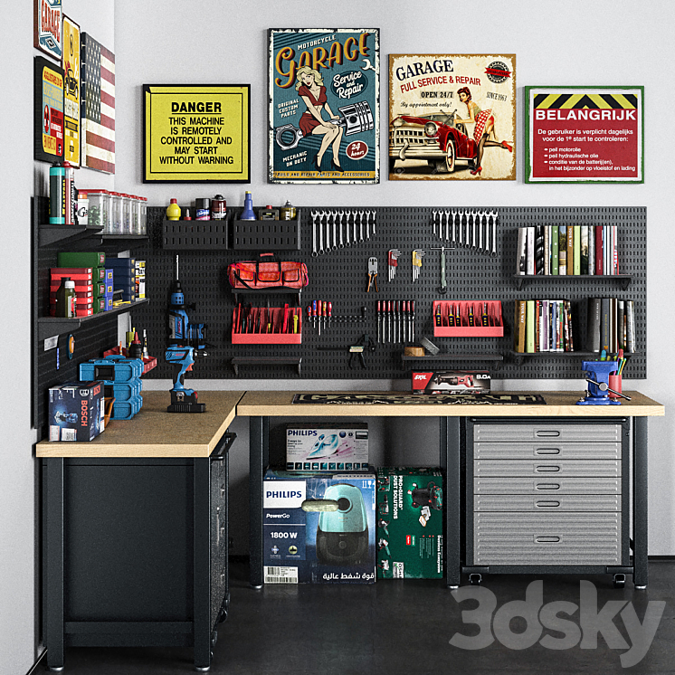 garage tools SET 15 3D Model Free