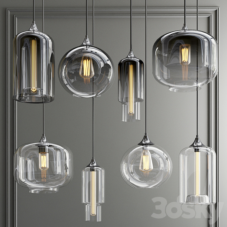 Staggered & Clear Glass Pendant Collectoin 3DS Max - thumbnail 1