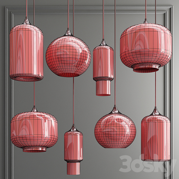 Staggered & Clear Glass Pendant Collectoin 3DS Max - thumbnail 2