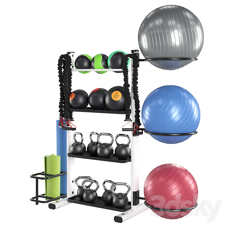 Fitness accessories rack 3D Model