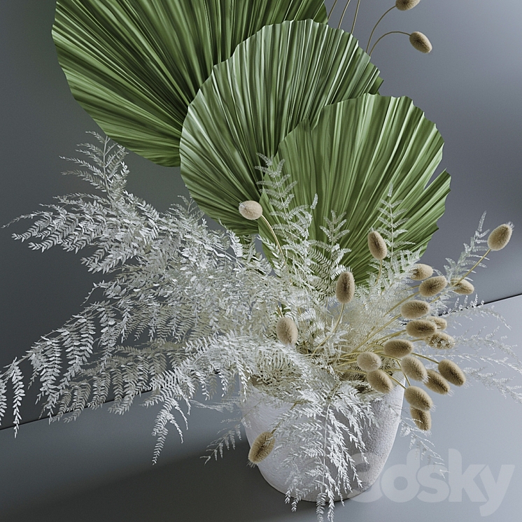 Bouquet with fern and lagurus 3DS Max - thumbnail 2