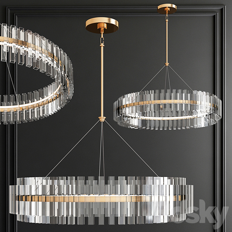 LED Round Crystal Chandelier 3DS Max - thumbnail 1