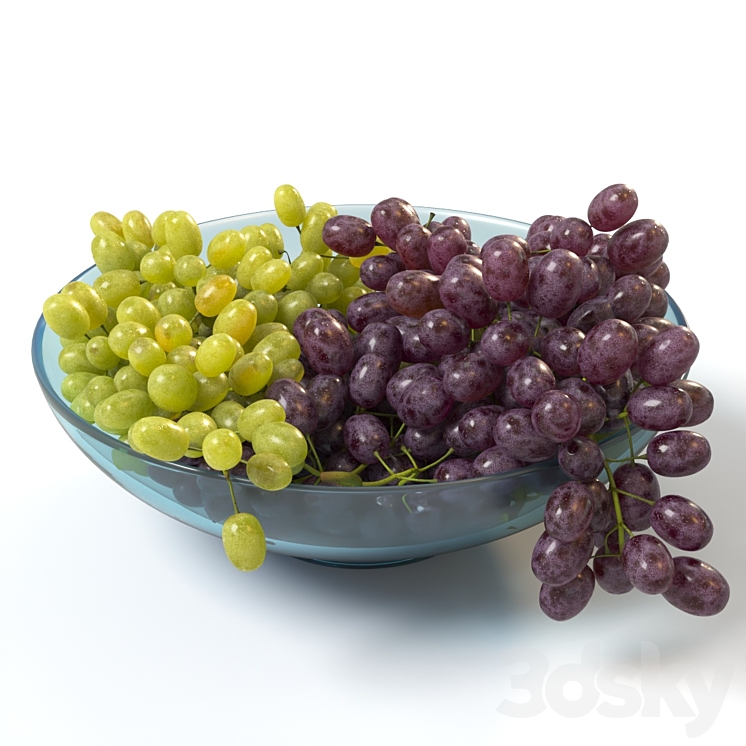 Bunches of grapes in a glass bowl 3DS Max - thumbnail 1