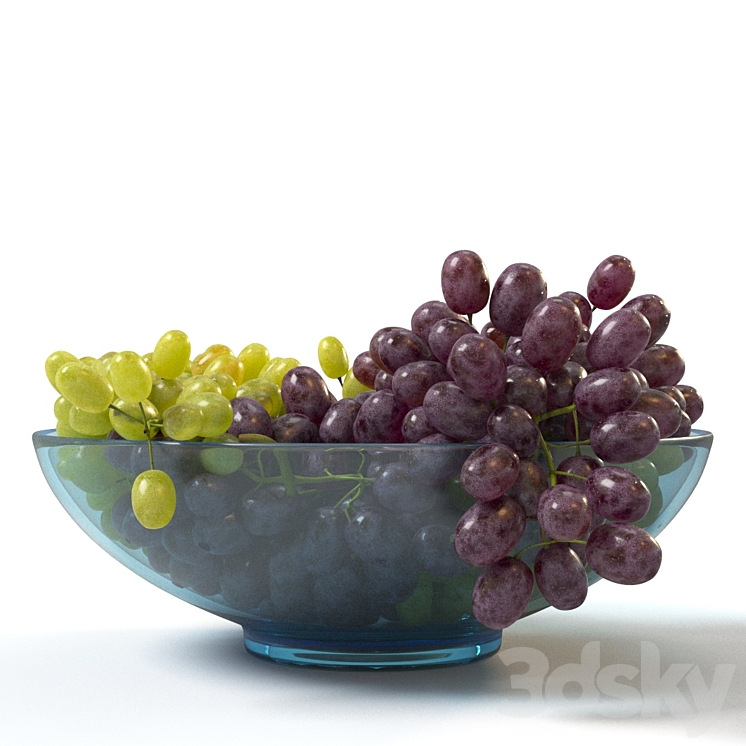 Bunches of grapes in a glass bowl 3DS Max - thumbnail 2