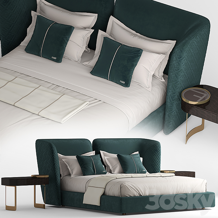 Bed FENDI CEASAR 3DS Max - thumbnail 1