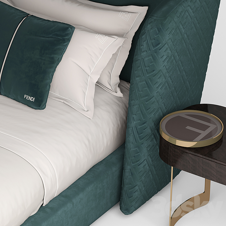 Bed FENDI CEASAR 3DS Max - thumbnail 2