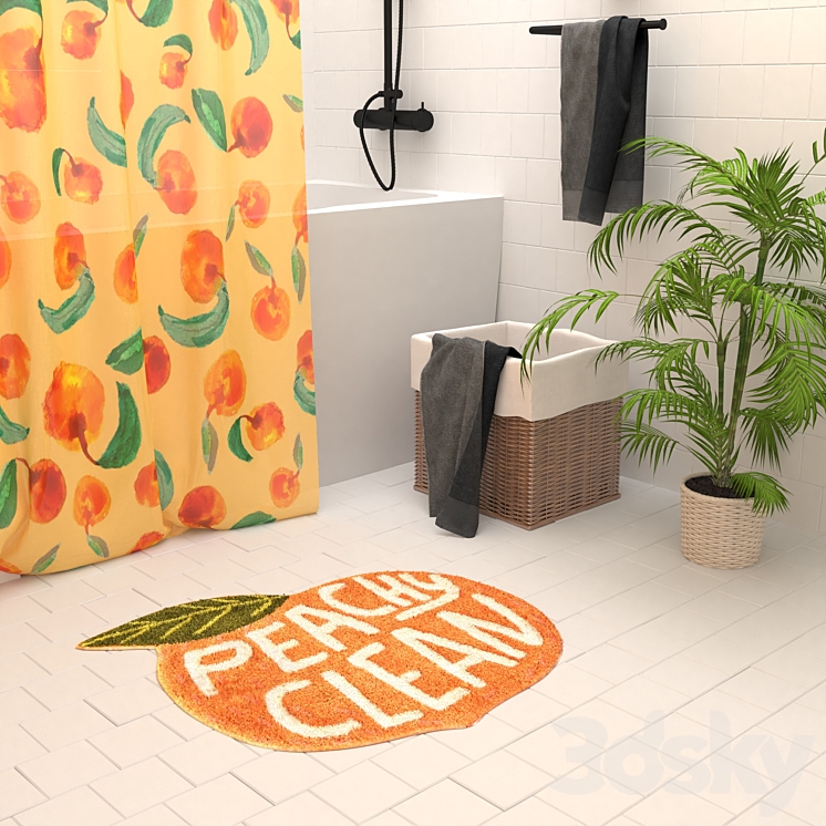 Peachy Clean Bath Mat Urban Outfitters Carpets 3D model