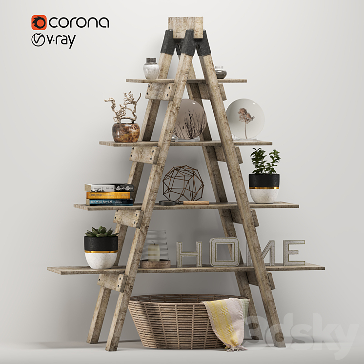 Rustic ladder bookshelf