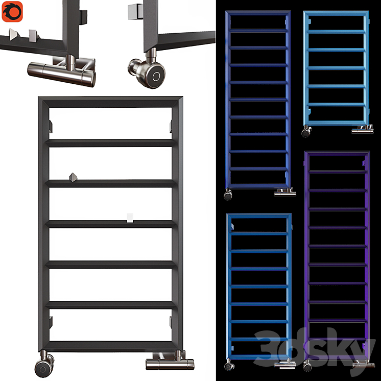 Heated towel rail Terma Diamond 500 3DS Max - thumbnail 1