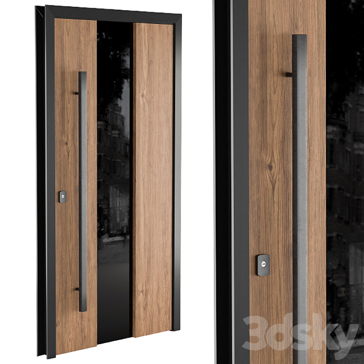 Door Wooden and Glass 3D Model