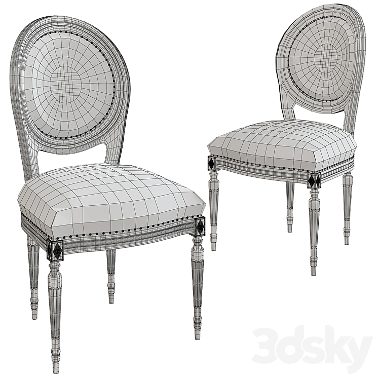 Marseille french chair 3DS Max - thumbnail 2