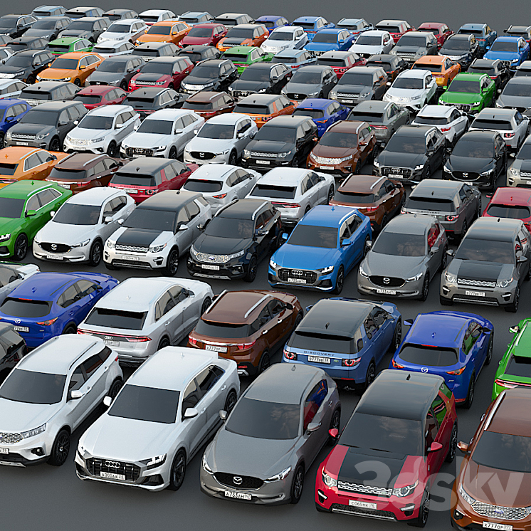 Set of low poly cars 2 3D Model