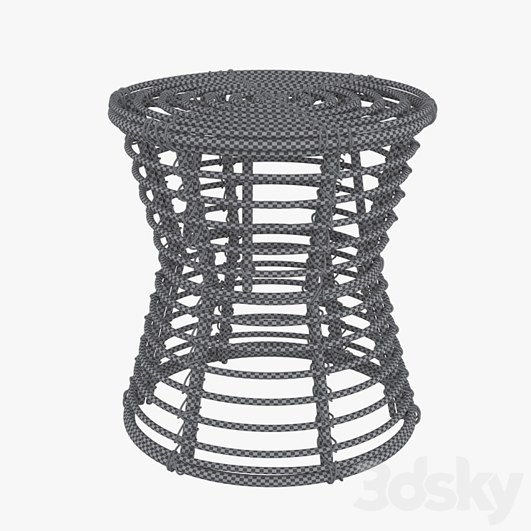 Wicker coffe table / Rattan stool 3D Model