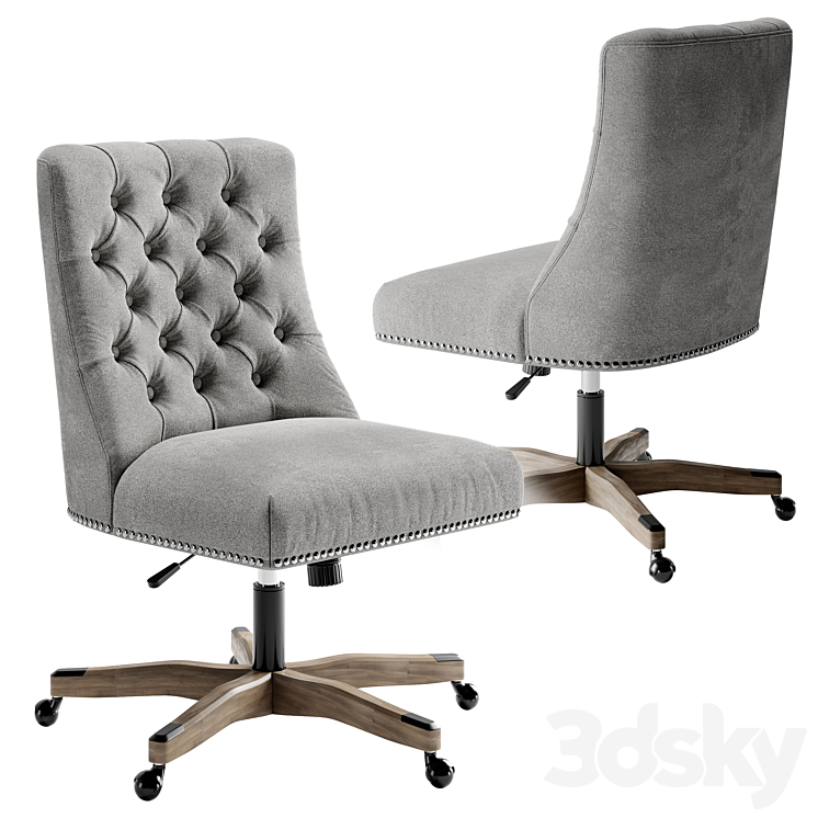 Linon Home Décor Honor Light Gray Office Chair Gray 3DS Max - thumbnail 1