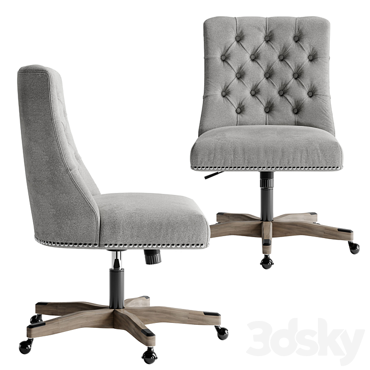 Linon Home Décor Honor Light Gray Office Chair Gray 3DS Max - thumbnail 2