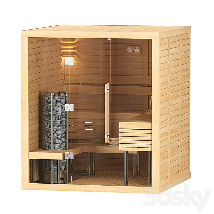 Finnish sauna Sawo Glass Front 3DS Max - thumbnail 1