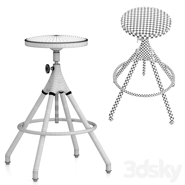District Eight-Akron Counter Stool With Leather Seat 3DS Max - thumbnail 2