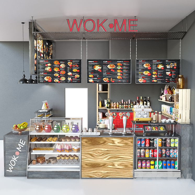 CafeShopWok-01 3D Model
