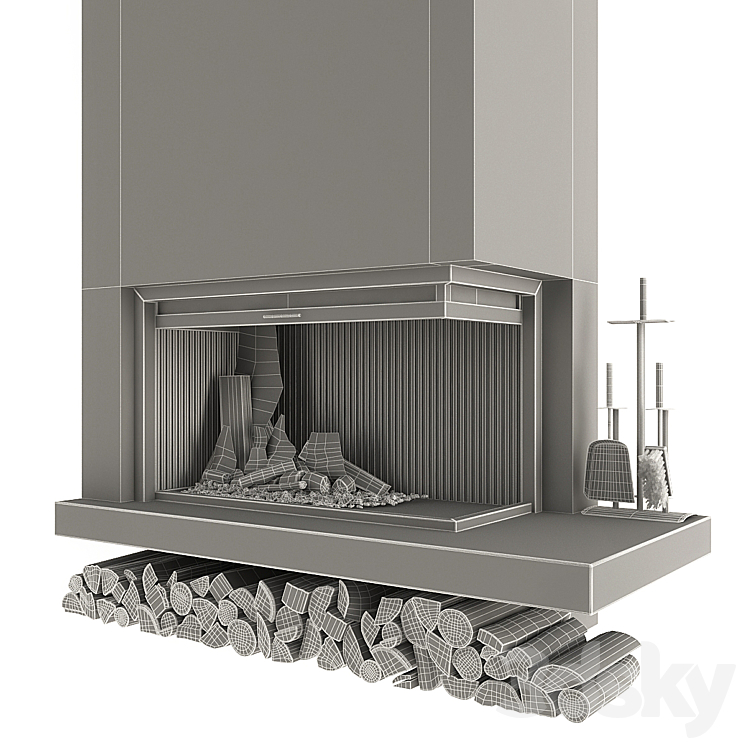 Corner fireplace 3D Model