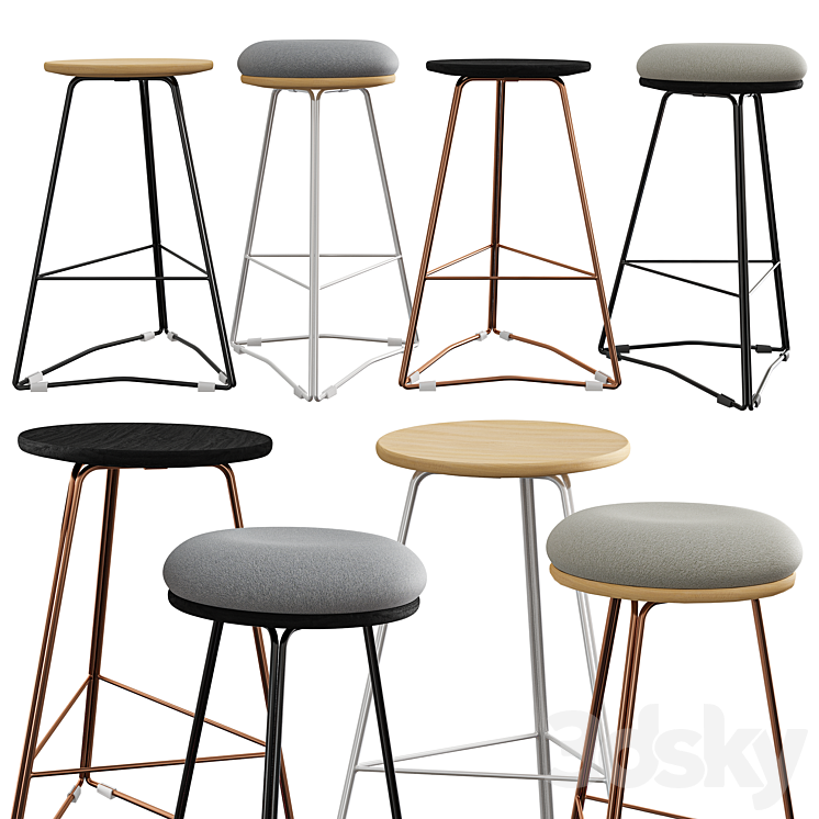 TRI650 Soft Top Stool by Hunt Furniture 3DS Max - thumbnail 1