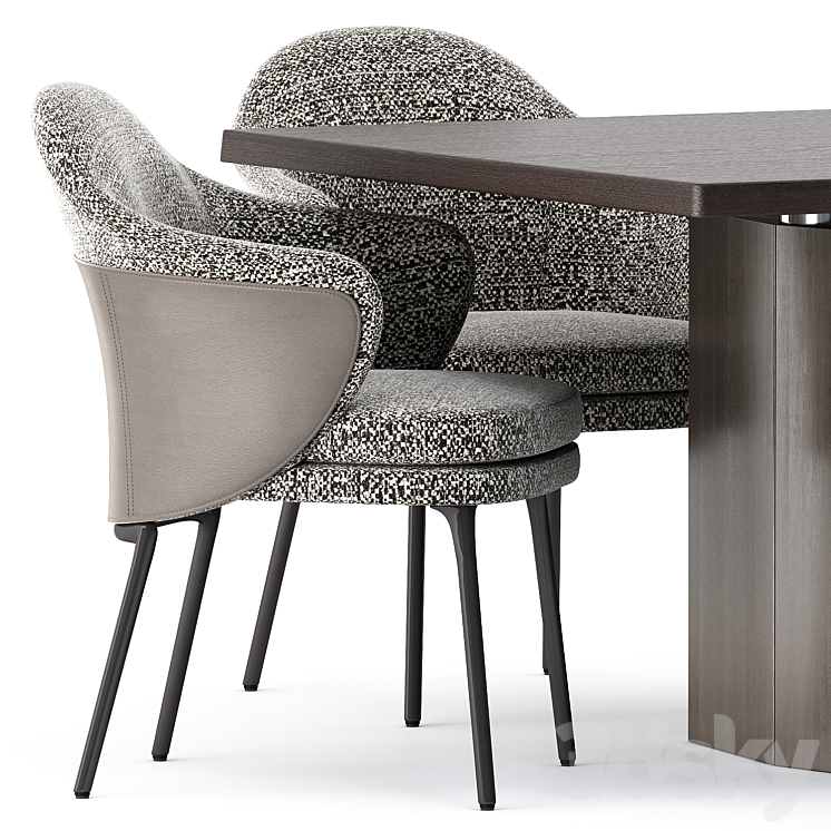 ANGIE CHAIR and MORGAN Table by Minotti 3DS Max - thumbnail 2