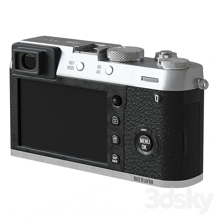 Compact Premium Fujifilm X100F Silver Camera 3D Model