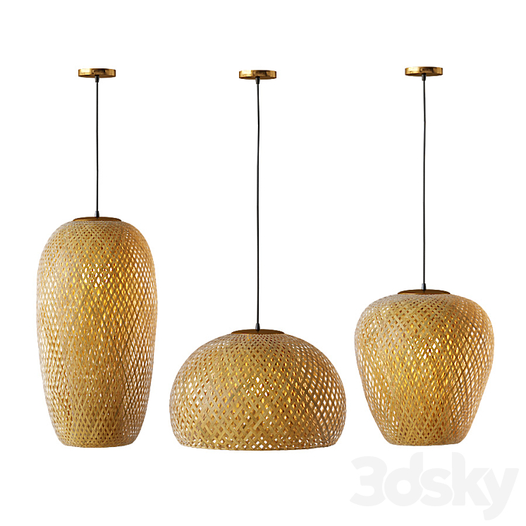 Chinese pendant bamboo lamp 3D Model