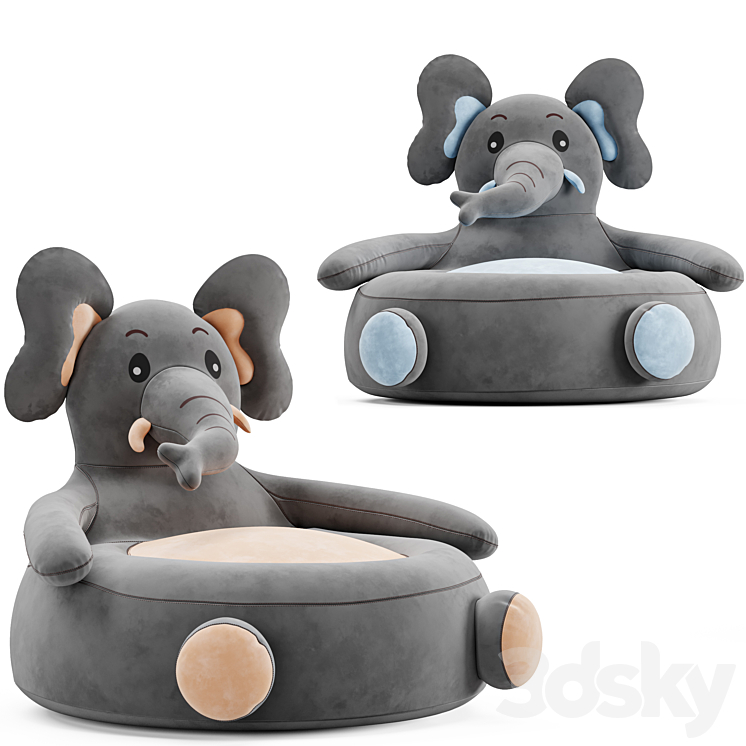 Elephant kids chair 3DS Max - thumbnail 2